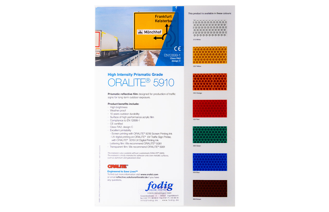 Orafol Farbkarte 5910 High Intensity Prismatic